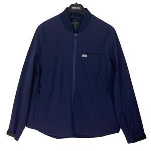 NWOT FIGS Jacket M Bomber Navy Zip 5-Pocket Long-Sleeve Logo Stretch DoctorNurse
